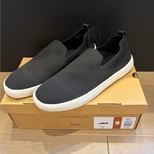 Call It Spring's Womens black knit slip-on sneakers